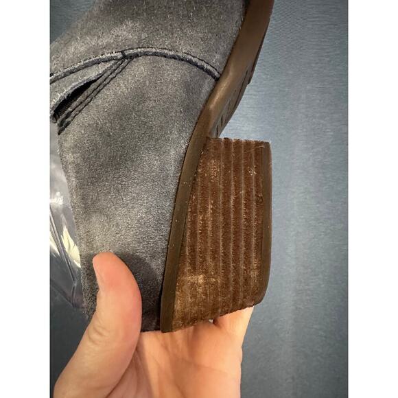 BORN Women's 8.5 Suede Heeled Mule Grayish Blue Slip On Comfort Shoe - Picture 5 of 8